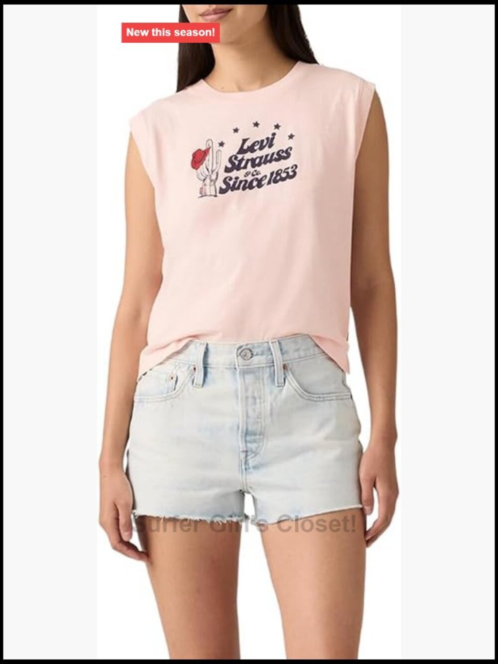 Levi's Women's Graphic Boxy Tank Top Crew Neck Sleeveless Cotton Lightweight